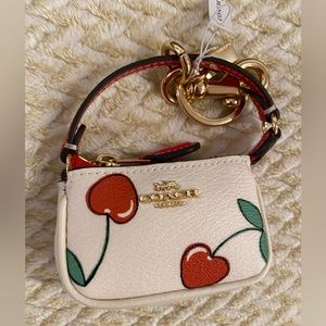NWT COACH Mini Nolita Bag Charm with Heart Cherry Print
